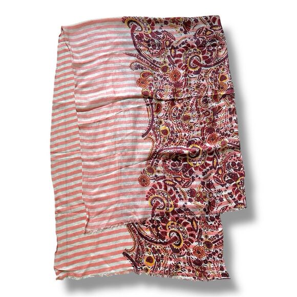 Pink Rectangular Lines Vtg 69” X 24” Scarf Women Scarve - Picture 2 of 4